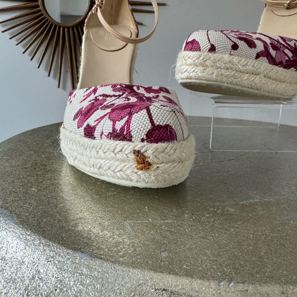 GUCCI - Floral Espadrille Wedge Sandals - Picture 8 of 14